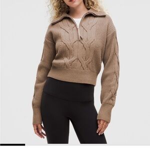 Cable knit oversized half zip